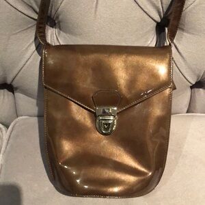 Arnold churgin handmade brown patent leather crossbody purse